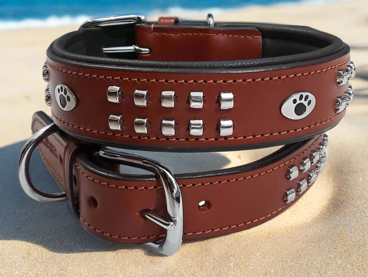 Pfoetchenwelt leder Hundehalsband mit Pfötchen