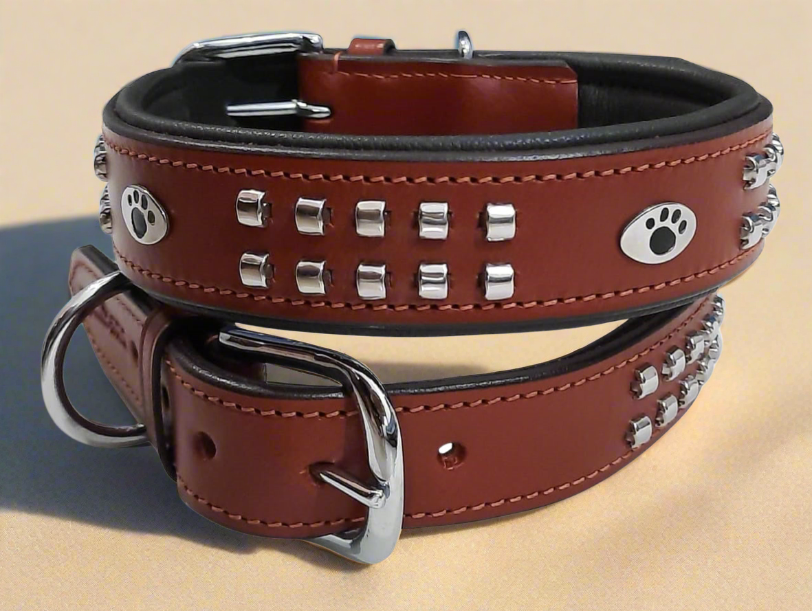 Pfoetchenwelt leder Hundehalsband mit Pfötchen