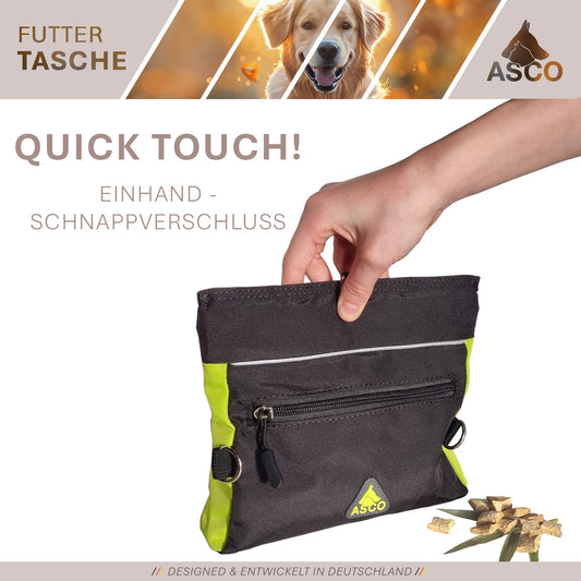 ASCO Futterbeutel mit Einhand-Schnappverschluss, Leckerlibeutel 20x20 cm