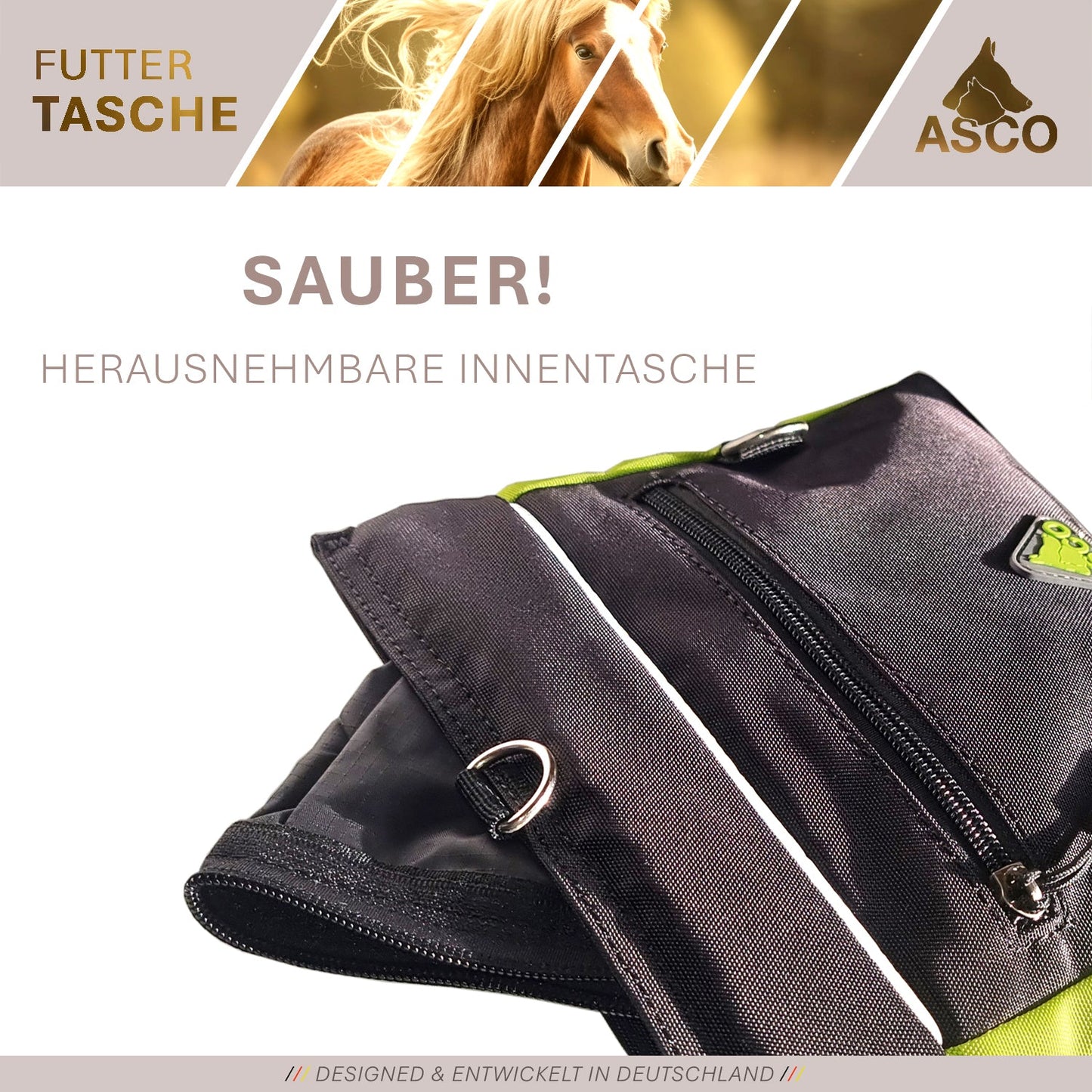 ASCO Futterbeutel mit Einhand-Schnappverschluss, Leckerlibeutel 20x20 cm